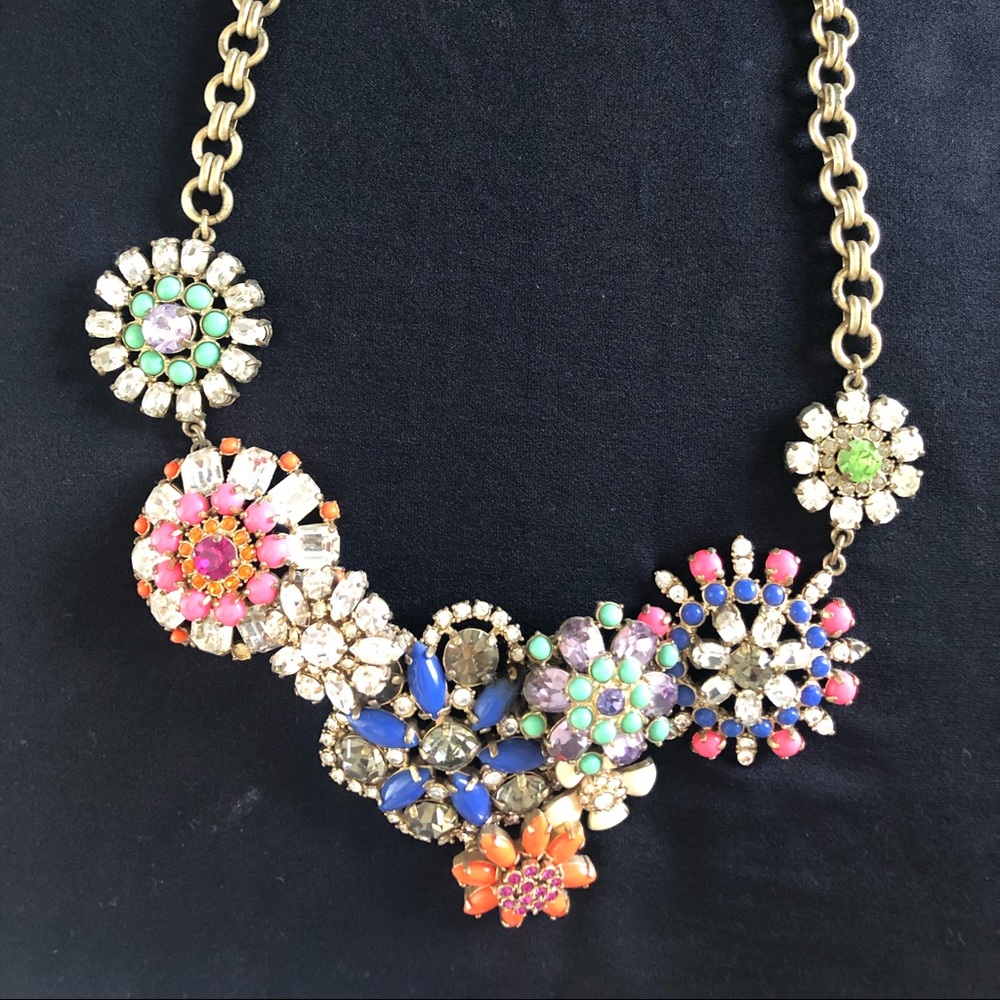 J. Crew Crystal Flower Necklace